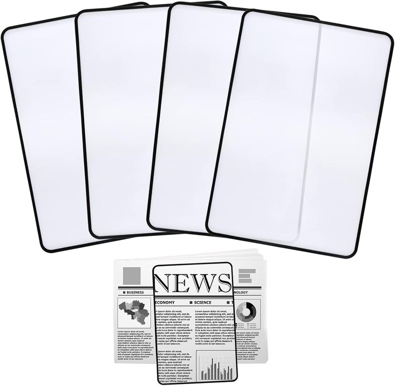 HOYDATE 4Pcs Page Magnifying Sheet 3X Lightweight Optical Plastic Fresnel Lens Bookmark Flat Magnifier for The Elderly and People with Low Vision Reading Small Prints, Maps and Books - Image 1